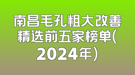 南昌毛孔粗大改善精选前五家榜单（2024年）