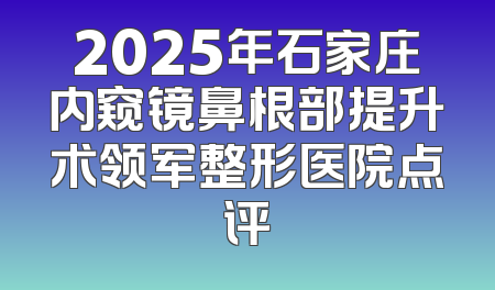 2025年石家庄内窥镜鼻根部提升术领军整形医院点评