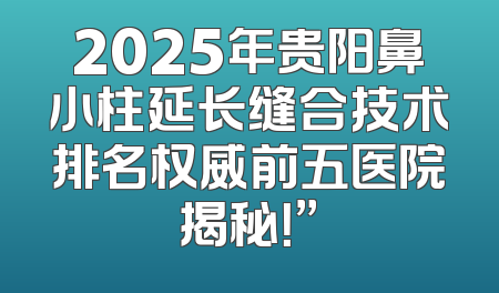 2025年贵阳鼻小柱延长缝合技术排名权威前五医院揭秘！”