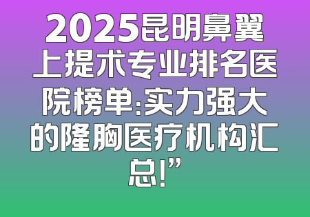 2025昆明鼻翼上提术专业排名医院榜单：实力强大的隆胸医疗机构汇总！”
