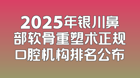 2025年银川鼻部软骨重塑术正规口腔机构排名公布