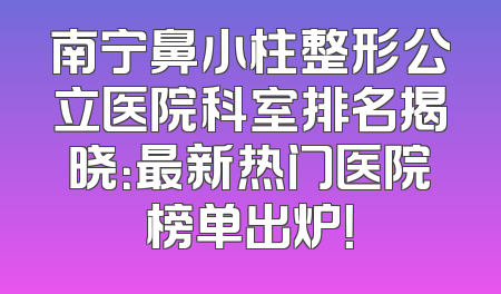南宁鼻小柱整形公立医院科室排名揭晓：最新热门医院榜单出炉！