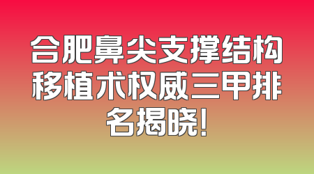 合肥鼻尖支撑结构移植术权威三甲排名揭晓！