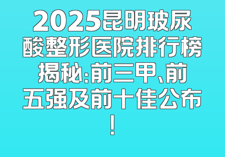 2025昆明玻尿酸整形医院排行榜揭秘：前三甲、前五强及前十佳公布！