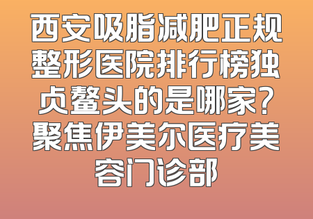 西安吸脂减肥正规整形医院排行榜独占鳌头的是哪家？聚焦伊美尔医疗美容门诊部