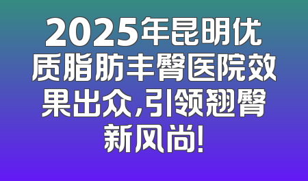 2025年昆明优质脂肪丰臀医院效果出众，引领翘臀新风尚！