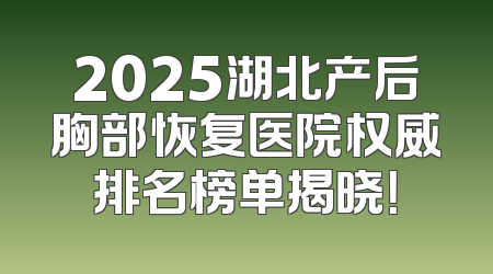 2025湖北产后胸部恢复医院权威排名榜单揭晓！