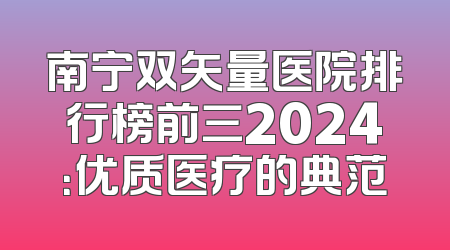南宁双矢量医院排行榜前三2024：优质医疗的典范