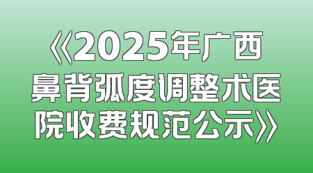 《2025年广西鼻背弧度调整术医院收费规范公示》