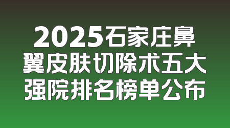2025石家庄鼻翼皮肤切除术五大强院排名榜单公布