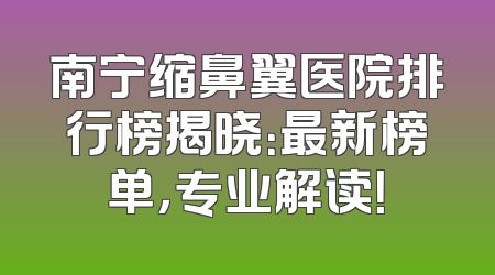 南宁缩鼻翼医院排行榜揭晓：最新榜单，专业解读！