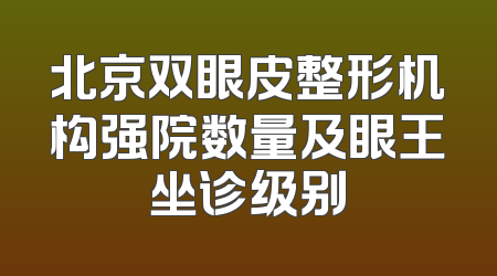 北京双眼皮整形机构强院数量及眼王坐诊级别