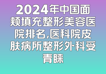 2024年中国面颊填充整形美容医院排名，医科院皮肤病所整形外科受青睐