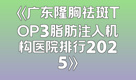 《广东隆胸祛斑TOP3脂肪注入机构医院排行2025》