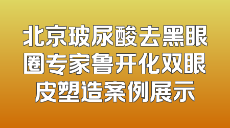 北京玻尿酸去黑眼圈专家鲁开化双眼皮塑造案例展示