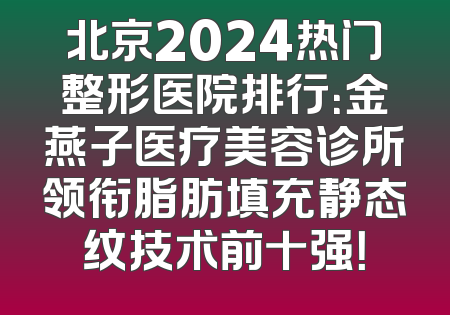 北京2024热门整形医院排行：金燕子医疗美容诊所领衔脂肪填充静态纹技术前十强！
