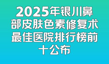 2025年银川鼻部皮肤色素修复术最佳医院排行榜前十公布