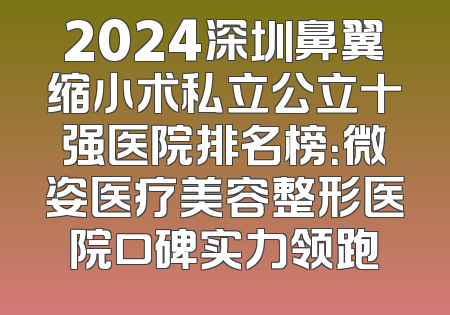 2024深圳鼻翼缩小术私立公立十强医院排名榜：微姿医疗美容整形医院口碑实力领跑