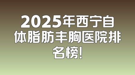 2025年西宁自体脂肪丰胸医院排名榜！