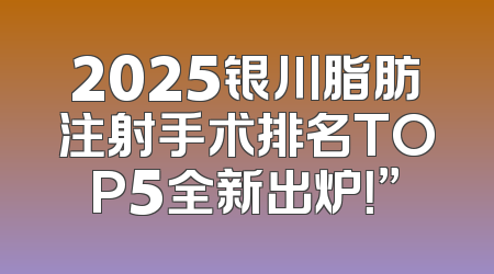 2025银川脂肪注射手术排名TOP5全新出炉！”