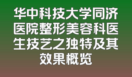 华中科技大学同济医院整形美容科医生技艺之独特及其效果概览