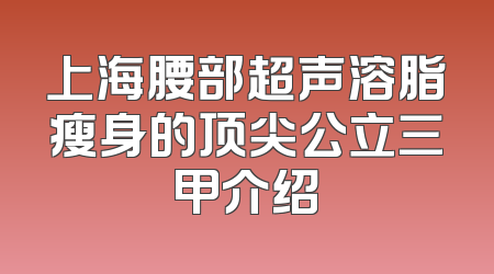 上海腰部超声溶脂瘦身的顶尖公立三甲介绍