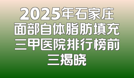 2025年石家庄面部自体脂肪填充三甲医院排行榜前三揭晓