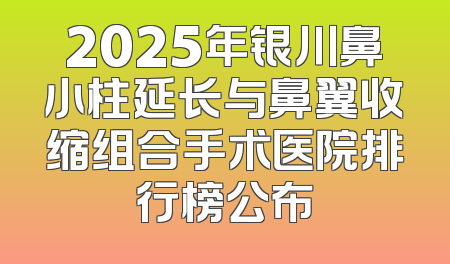 2025年银川鼻小柱延长与鼻翼收缩组合手术医院排行榜公布
