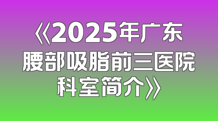 《2025年广东腰部吸脂前三医院科室简介》