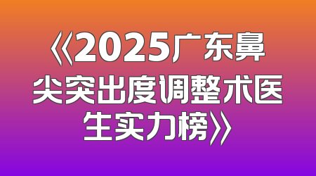 《2025广东鼻尖突出度调整术医生实力榜》
