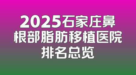 2025石家庄鼻根部脂肪移植医院排名总览