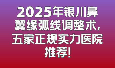 2025年银川鼻翼缘弧线调整术，五家正规实力医院推荐！