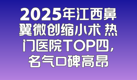 2025年江西鼻翼微创缩小术 热门医院TOP四，名气口碑高昂