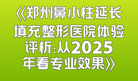 《郑州鼻小柱延长填充整形医院体验评析：从2025年看专业效果》