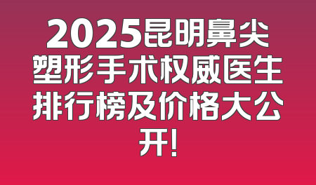 2025昆明鼻尖塑形手术权威医生排行榜及价格大公开！