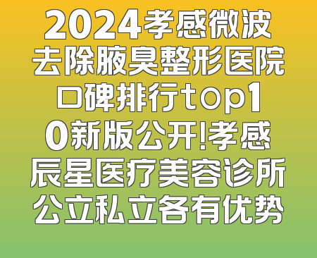 2024孝感微波去除腋臭整形医院口碑排行top10新版公开！孝感辰星医疗美容诊所公立私立各有优势