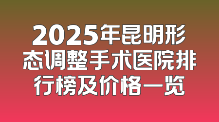 2025年昆明形态调整手术医院排行榜及价格一览