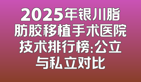 2025年银川脂肪胶移植手术医院技术排行榜：公立与私立对比