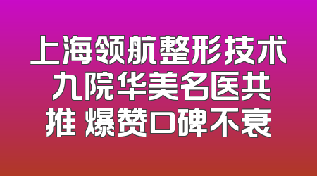 上海领航整形技术 九院华美名医共推 爆赞口碑不衰