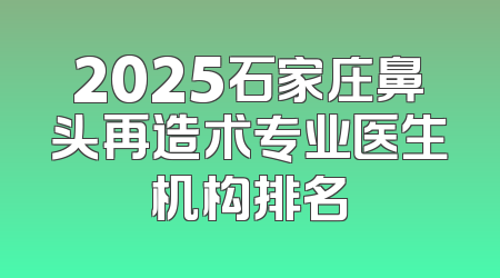 2025石家庄鼻头再造术专业医生机构排名