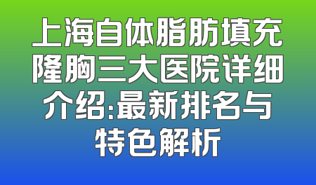 上海自体脂肪填充隆胸三大医院详细介绍：最新排名与特色解析