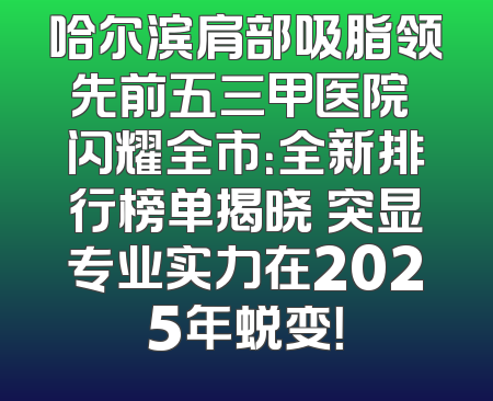 哈尔滨肩部吸脂领先前五三甲医院 闪耀全市：全新排行榜单揭晓 突显专业实力在2025年蜕变！