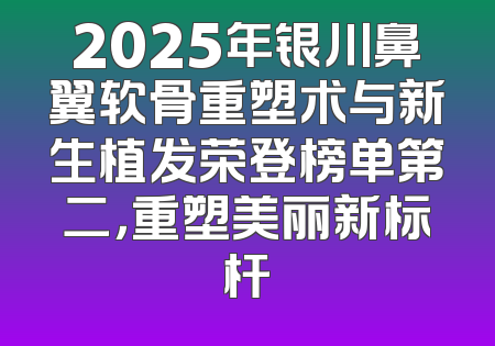 2025年银川鼻翼软骨重塑术与新生植发荣登榜单第二，重塑美丽新标杆