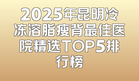 2025年昆明冷冻溶脂瘦背最佳医院精选TOP5排行榜