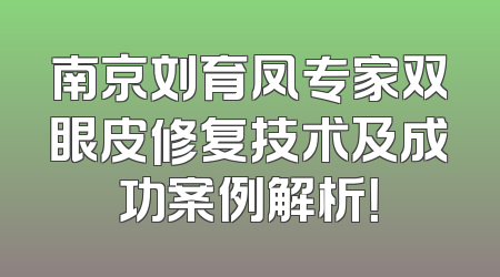 南京刘育凤专家双眼皮修复技术及成功案例解析！