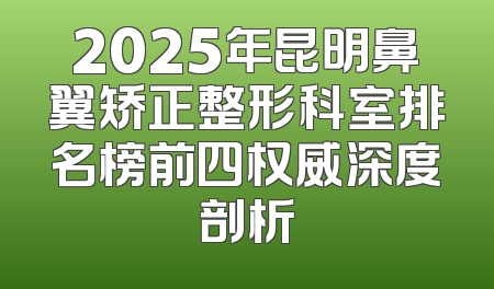 2025年昆明鼻翼矫正整形科室排名榜前四权威深度剖析