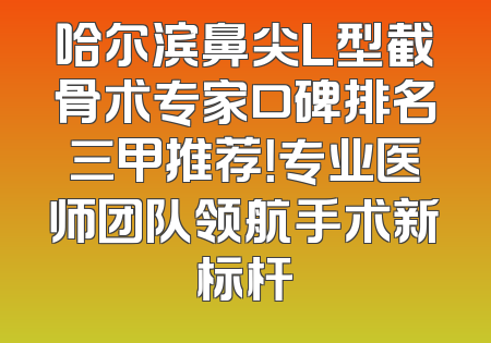 哈尔滨鼻尖L型截骨术专家口碑排名三甲推荐！专业医师团队领航手术新标杆
