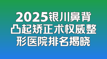 2025银川鼻背凸起矫正术权威整形医院排名揭晓