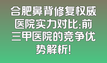 合肥鼻背修复权威医院实力对比：前三甲医院的竞争优势解析！