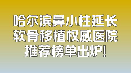 哈尔滨鼻小柱延长软骨移植权威医院推荐榜单出炉！